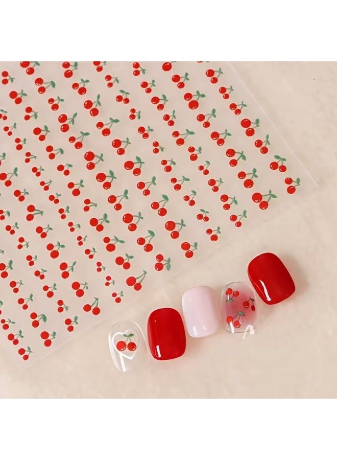 Goolsky Cherry Charm Nail Art Stickers, Kawaii Fruit Design Nail Transfer Decals, DIY Nail Art Decorative Sliders - Image 4