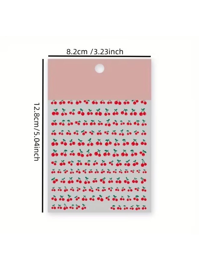 Goolsky Cherry Charm Nail Art Stickers, Kawaii Fruit Design Nail Transfer Decals, DIY Nail Art Decorative Sliders - Image 3