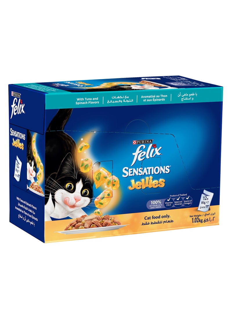 PURINA Felix Sensation With Tuna & Spinach In Jelly 12 x 85g 