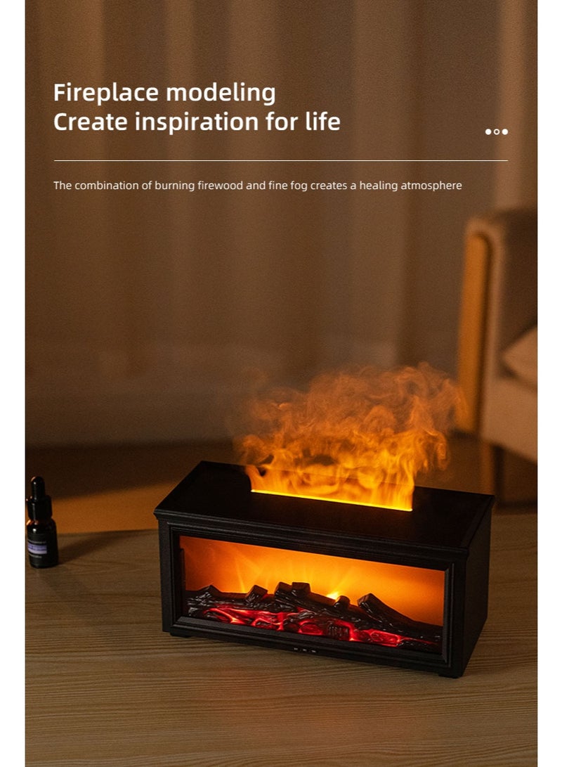 Essential Oil Diffuser | Fireplace Flame-Shaped Essential Oil Diffuser | Upgraded Aromatherapy Humidifier with 7 Flame Colors | Quiet Operation, 280ml, with Remote Control | Ideal for Bedrooms and Home Offices (Black Fireplace) - Image 3