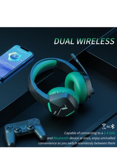 BINNUNE Wireless Gaming Headset with Noise Cancelling Microphone for PC PS4 PS5, 2.4G Headset with Mic for Laptop Computer  - Image 2