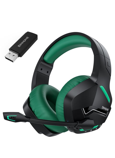 Wireless Gaming Headset with Noise Cancelling Microphone for PC PS4 PS5, 2.4G Headset with Mic for Laptop Computer