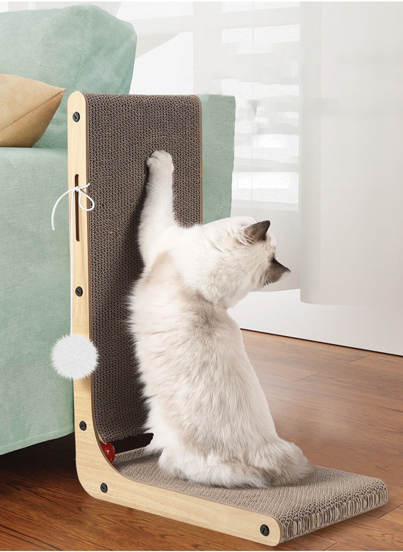 Arabest - Cat Scratcher 60*40*25CM  L Shape Cat Scratch Pad Wall Mounted Cat Scratching Cardboard with Ball Toy for Indoor Cats Large Size - Image 1