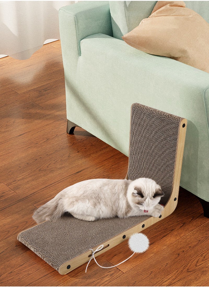 Arabest - Cat Scratcher 60*40*25CM  L Shape Cat Scratch Pad Wall Mounted Cat Scratching Cardboard with Ball Toy for Indoor Cats Large Size - Image 1