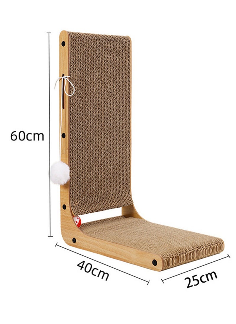 Arabest - Cat Scratcher 60*40*25CM  L Shape Cat Scratch Pad Wall Mounted Cat Scratching Cardboard with Ball Toy for Indoor Cats Large Size - Image 1