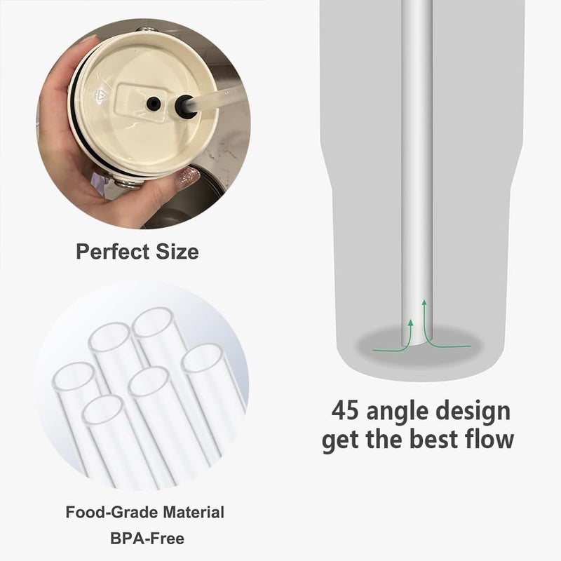 Bulbrite Replacement Straws Compatible with Stanley IceFlow Flip Straw Tumbler 30 oz,64 oz-Accessories included 6 Straws,1 Cleaning Brush(Not For Stanley Ice Flow 2.0 Flip Tumbler 30 oz,64 oz) - Image 3