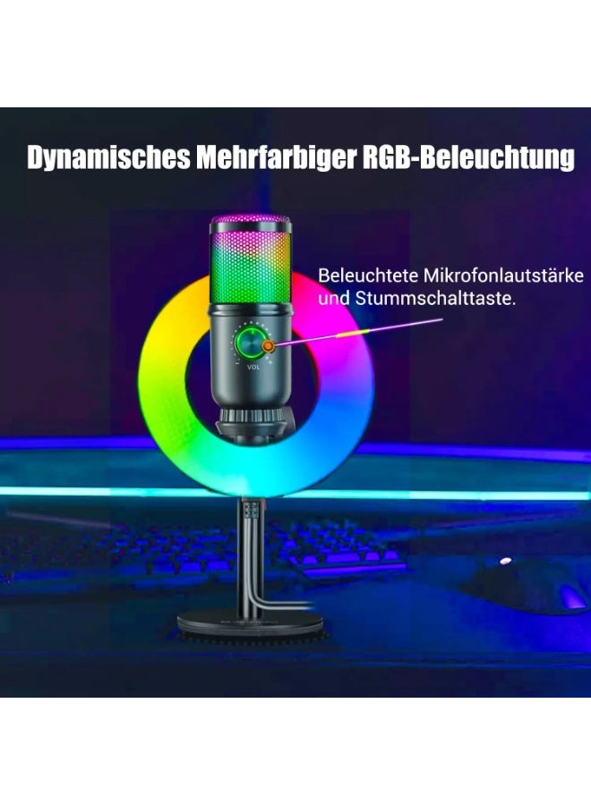 هايبر ميكروفون مكثف للألعاب M021 بمنفذ USB مع مقبس سماعة رأس مقاس 3.5 مم، مايكرو جيمر لبث البودكاست ومؤتمرات يوتيوب، متوافق مع أجهزة الكمبيوتر الشخصية واللاب توب وبلاي ستيشن 4/5 - Image 3