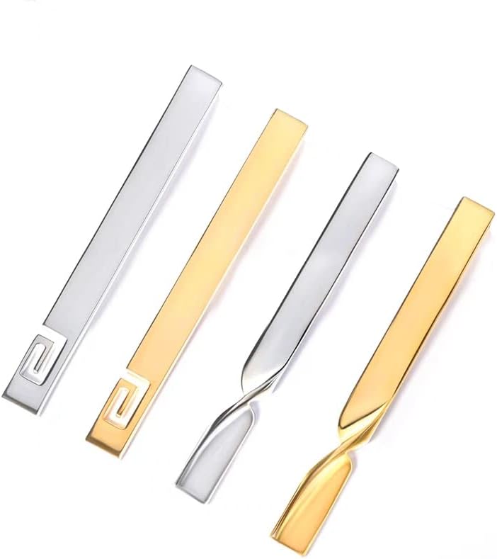 klarako Tie Clips for Men, 2 Pack Classic Tie Clip Silver Gold Black Necktie Tie Bar Pinch Clips Suitable for Wedding Anniversary Business - Image 1