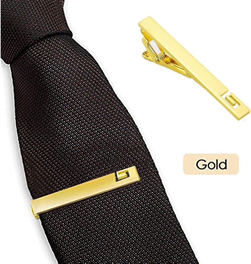 klarako Tie Clips for Men, 2 Pack Classic Tie Clip Silver Gold Black Necktie Tie Bar Pinch Clips Suitable for Wedding Anniversary Business - Image 3