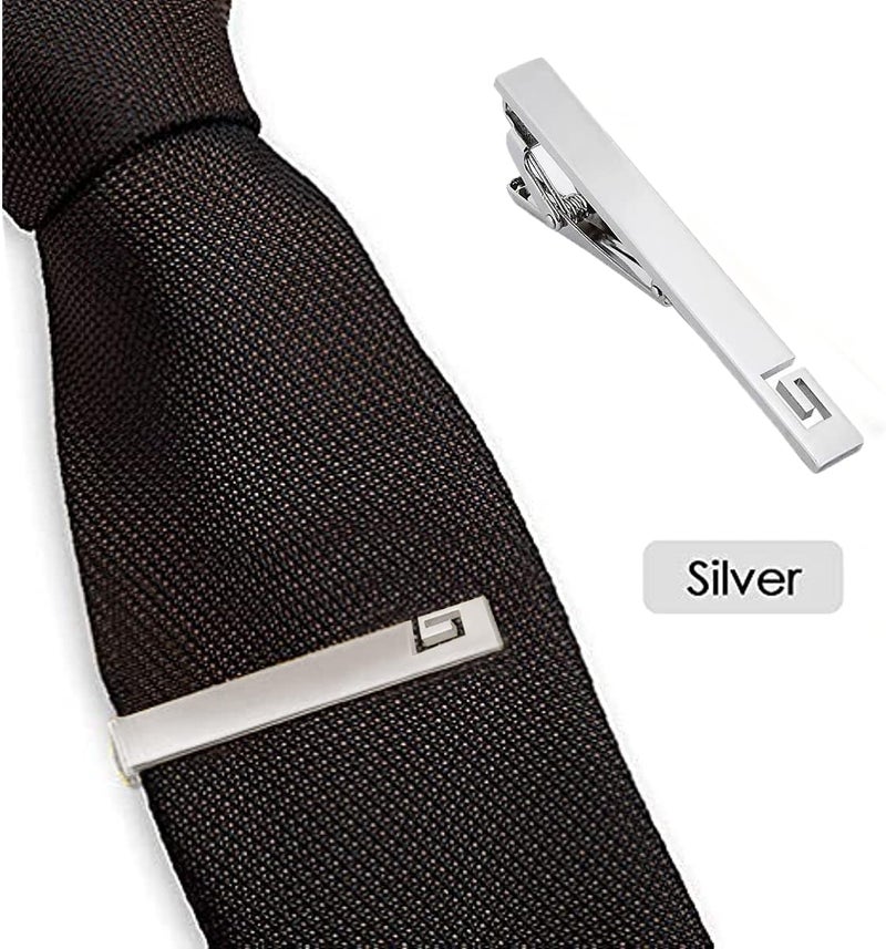klarako Tie Clips for Men, 2 Pack Classic Tie Clip Silver Gold Black Necktie Tie Bar Pinch Clips Suitable for Wedding Anniversary Business - Image 4