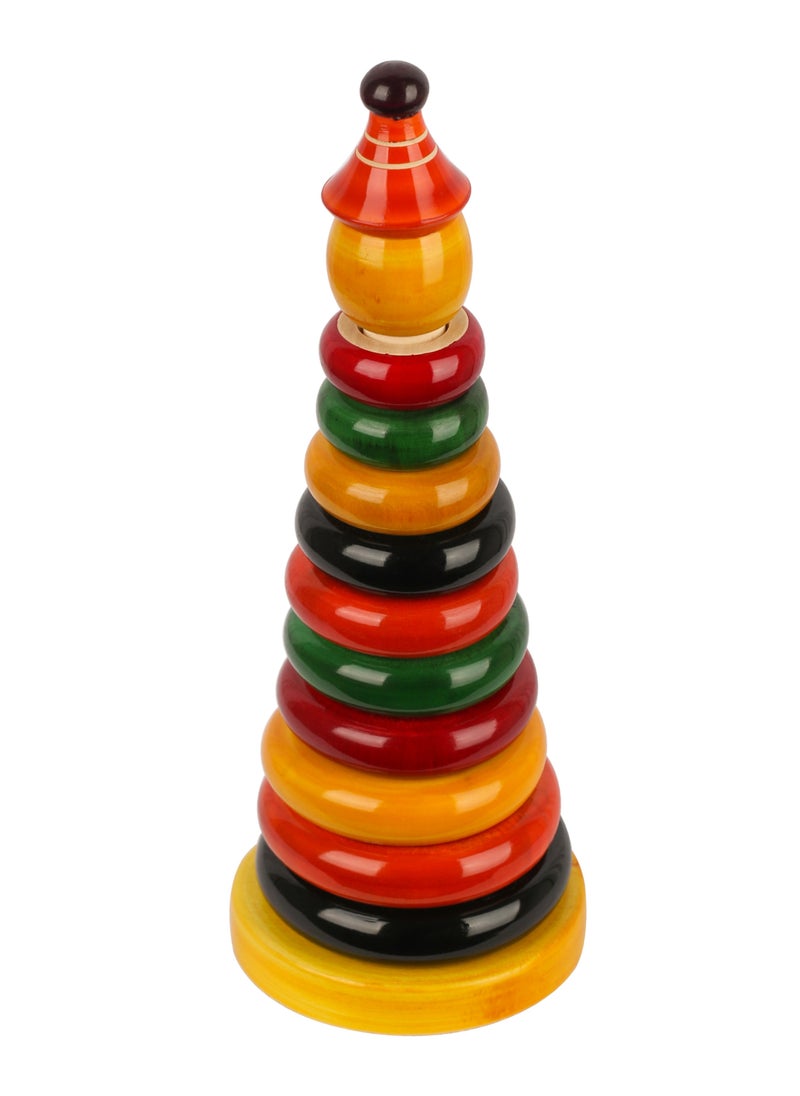 OLYNO Ivory Wooden Stacking Rings Game for Kids 1 Year+ with 10 Rings Boosts Hand Eye Coordination and Fine Motor Skills  - Image 5