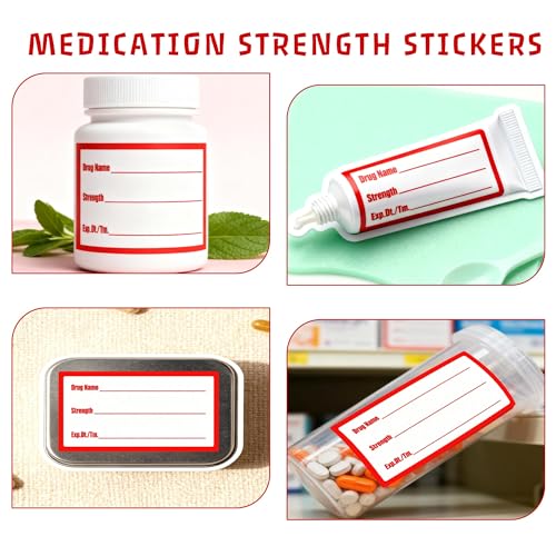 Well Tile 500Pcs Drug Name Label Stickers Medication Strength Stickers 1x2 Inch-Veterinary Instruction Labels Reminder Labels - Image 3