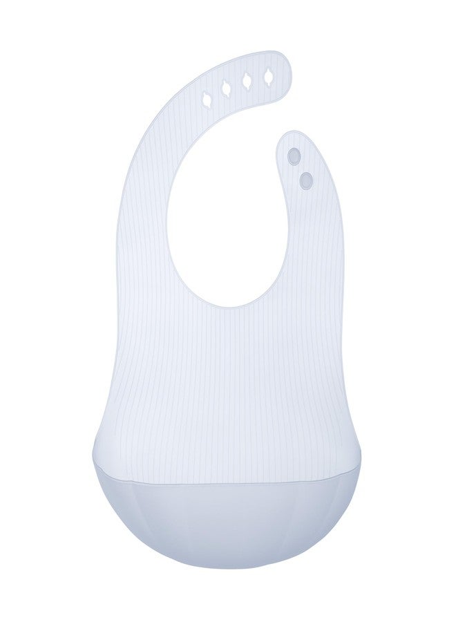 Olababy Fold N Go Silicone Baby Bib w/Travel Case, Waterproof (Blueberry) - Image 1