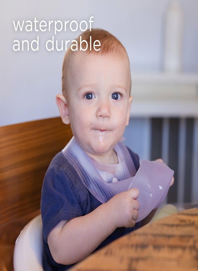 Olababy Fold N Go Silicone Baby Bib w/Travel Case, Waterproof (Blueberry) - Image 2