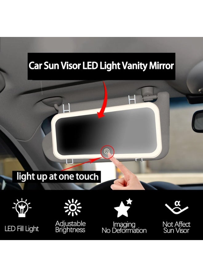 Car vanity mirror with LED light, vanity mirror with 3 lighting modes, car beauty mirror with rechargeable LED lights and touch screen - Image 2