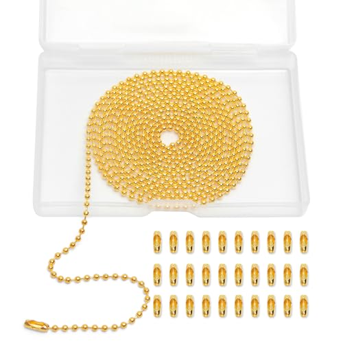Forimaluence 33 Feet Ball Chain Necklace, 2.4mm Ball Bead Chain with 30 Pieces Connectors Clasps,Metal Ball Chain for Dog Tag, Ceiling Fan Pull Chain Extender, Jewelry Making Kit, DIY Crafts (Gold) - Image 5