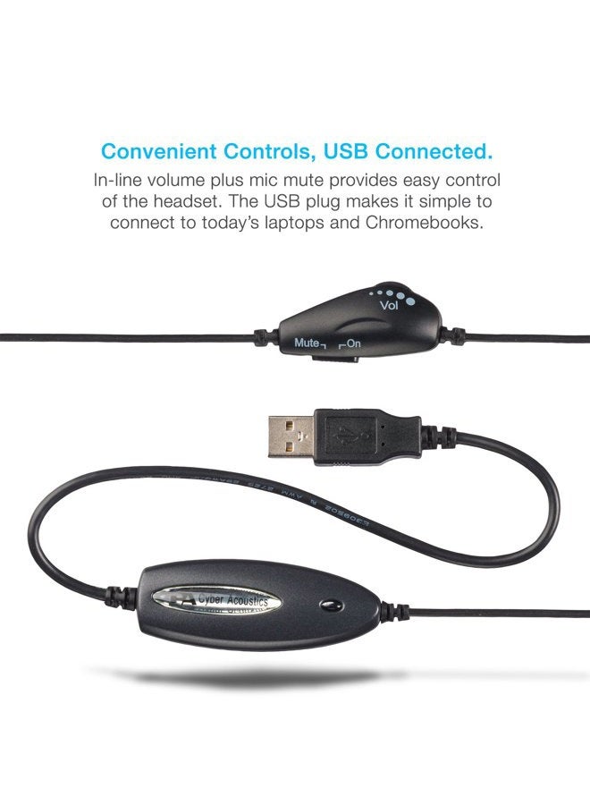 Cyber Acoustics Mono USB Headset,headphone with microphone, great for K12School Classroom and Education (AC-840) - Image 5