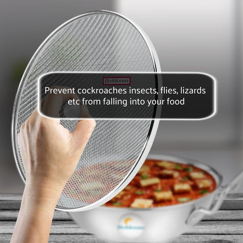 FLIXBLOOM Flixbloom Special Stainless Steel Net Mesh Lid Combo Pack of 3 Pcs Utensils Lid 810 11 Inch  - Image 2