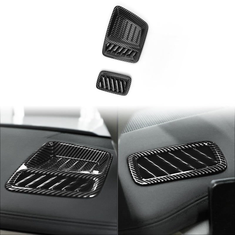 JUIVEEL ABS Car Front Side AC Air Vent Frame Cover Front Central Dash Side Air Outlet Cover Trim Compatible with Hyundai Santa Fe 20242025 MX5 Accessories Carbon Fiber Style