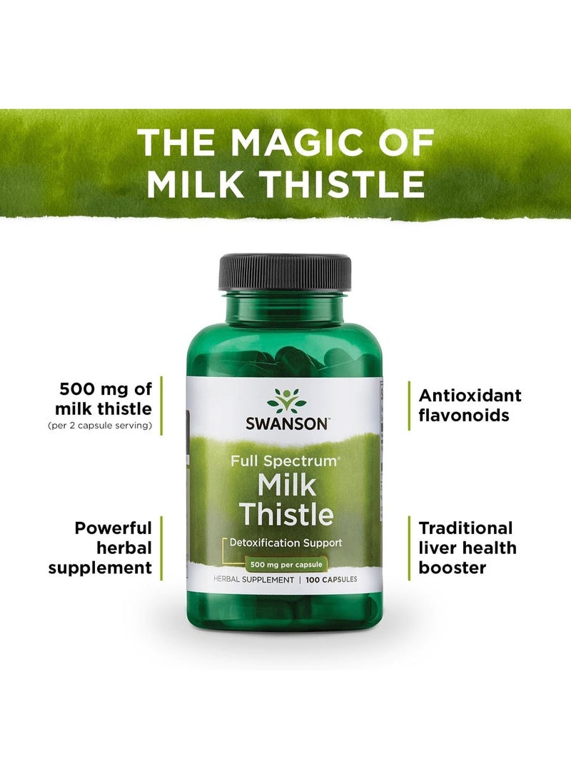 SWANSON Full Spectrum Milk Thistle 500 mg 100 Vegan Capsules - Image 3
