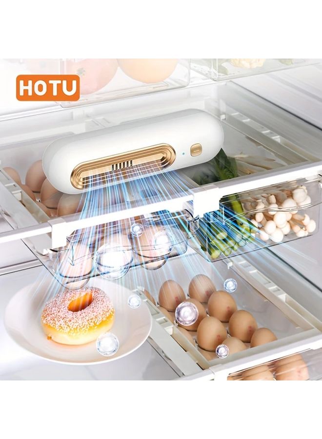 Silvery USB Charging Portable Air Purifier Odor Remover For Fridge Home Office - Image 2