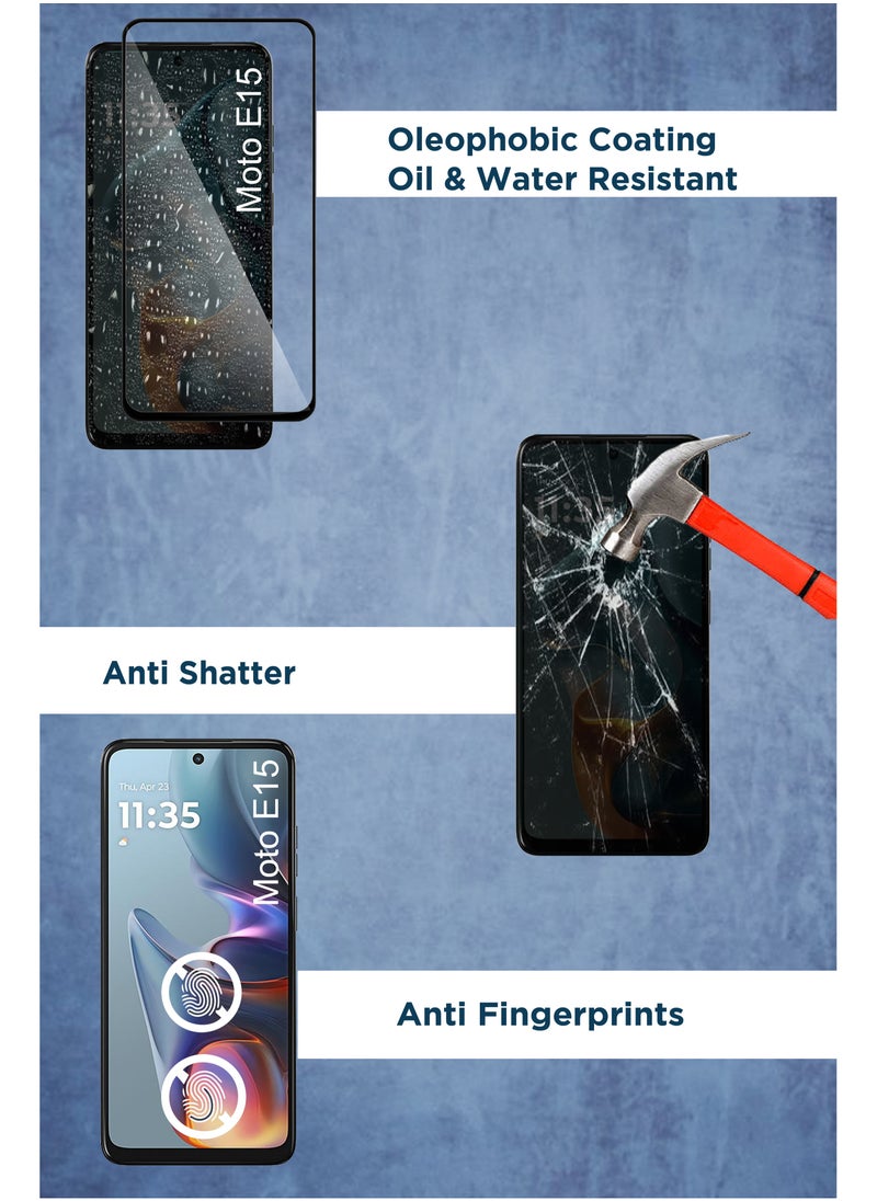 Beauenty - Motorola Moto E15 - 2 Pack Tempered Glass Screen Protector - Delicate Touch , Higher Transparency , Easy to Install ,Anti-scratch and Bubble-free Screen Protector - Black - Image 1