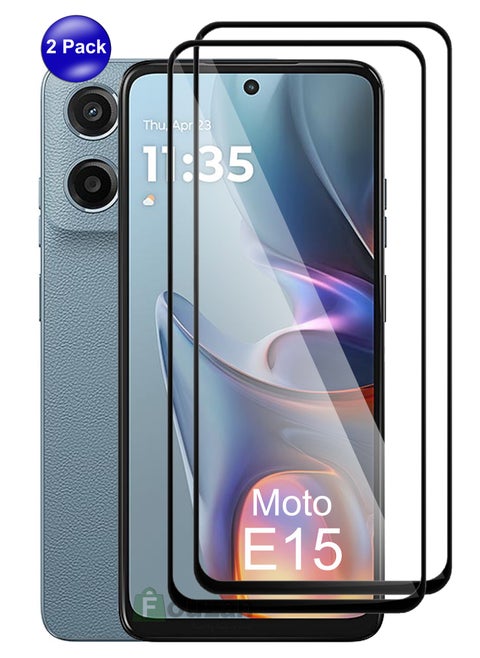 Motorola Moto E15 - 2 Pack Tempered Glass Screen Protector - Delicate Touch , Higher Transparency , Easy to Install ,Anti-scratch and Bubble-free Screen Protector - Black