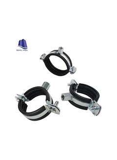 Royal Apex Royal Apex Heavy Duty Adjustable Two-screw Pipe Galvanized Iron (GI) Clamp with Rubber Lined or Unlined for Wall Ceiling Mount Pipe Supports, Split Ring Hanger (1.1/2 Inch, Pack of 5)  - Image 3