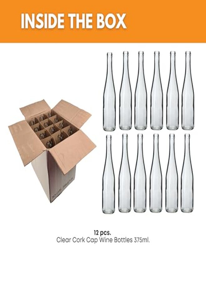 فاستراك فاست راك - زجاجات نبيذ ومشروبات كحولية شفافة سعة 375 مل (عبوة من 12 زجاجة) | لا تتضمن سدادات فلين | زجاجات زجاجية شفافة قابلة للتمدد سعة 375 مل للمشروبات - Image 3