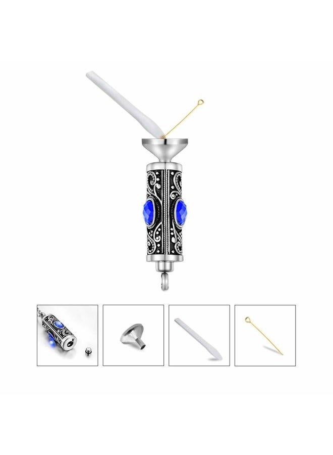 XIUDA Crystal Cremation Urn Necklace for Ashes Keepsake Cremation Jewelry for Human Ashes Stainless Steel Memorial Pendant with Flower, Stainless Steel - Image 5