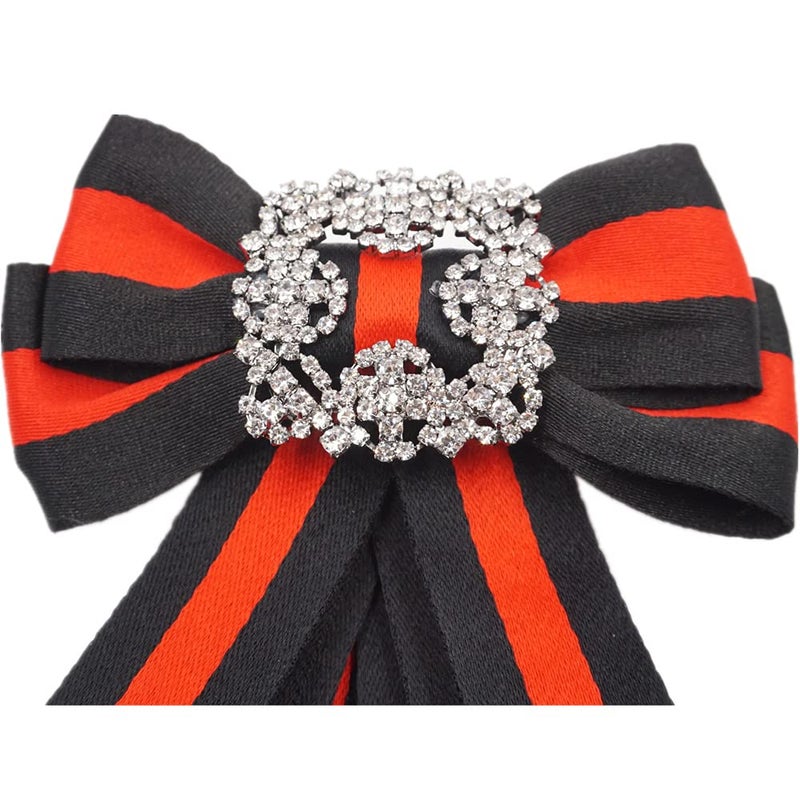 TOPAZ ladies girl bowknot bow tie suit shirt tie pins necktie pin brooch pre-tied ribbon brooches for Christmas (black/SR138) - Image 3