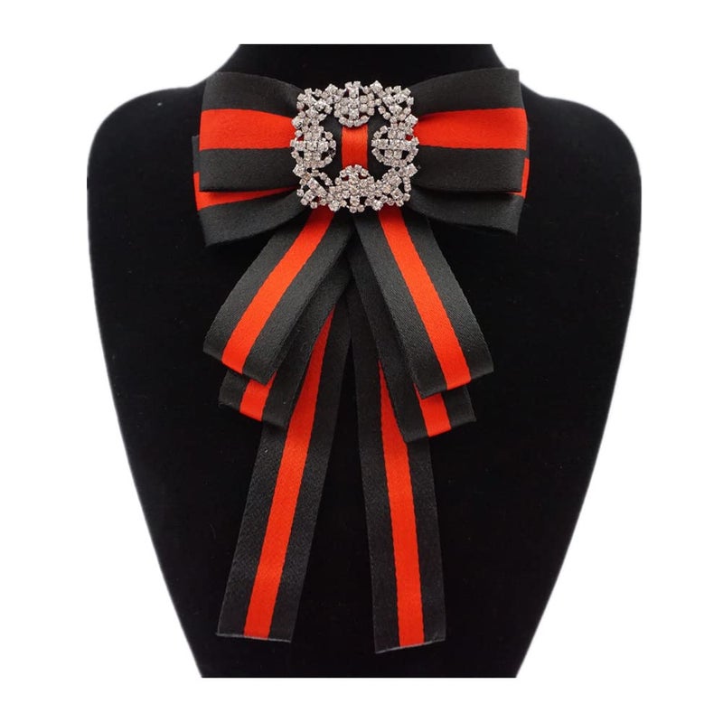 TOPAZ ladies girl bowknot bow tie suit shirt tie pins necktie pin brooch pre-tied ribbon brooches for Christmas (black/SR138) - Image 2