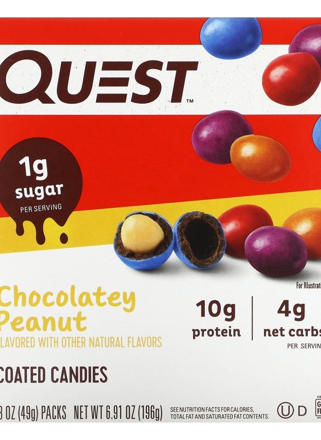 QUEST NUTRITION - Chocolatey Coated Peanut Candies 4 Packs 1.73 oz (49 g) Each - Image 1
