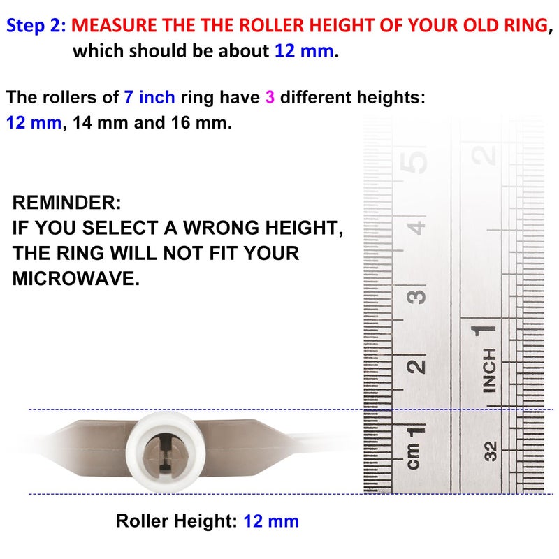 Jolaxy 7" Microwave Turntable Ring with 12 mm Rollers, Microwave Oven Tray Support, Glass Plate Rotating Roller Ring, Ring Outer Diameter 7 inch (17.8 cm), Roller Height 12 mm - Image 3