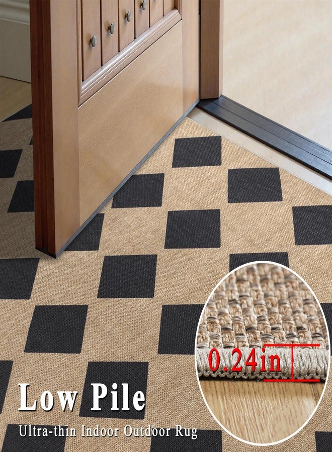 Zeeinx Checkered Easy Jute Rug 3x5 Outdoor Patio Rug Washable Rugs for Entryway Porch Non Slip Neutral Diamond Farmhouse Indoor Outdoor Carpet for Entryway Backyard Patio Office - Image 4