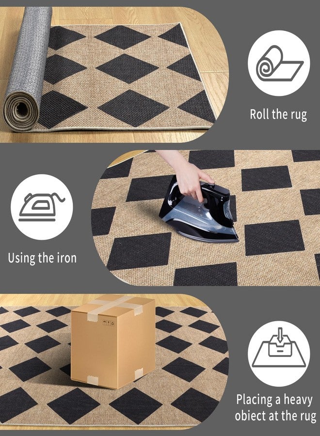 Zeeinx Checkered Easy Jute Rug 3x5 Outdoor Patio Rug Washable Rugs for Entryway Porch Non Slip Neutral Diamond Farmhouse Indoor Outdoor Carpet for Entryway Backyard Patio Office - Image 3