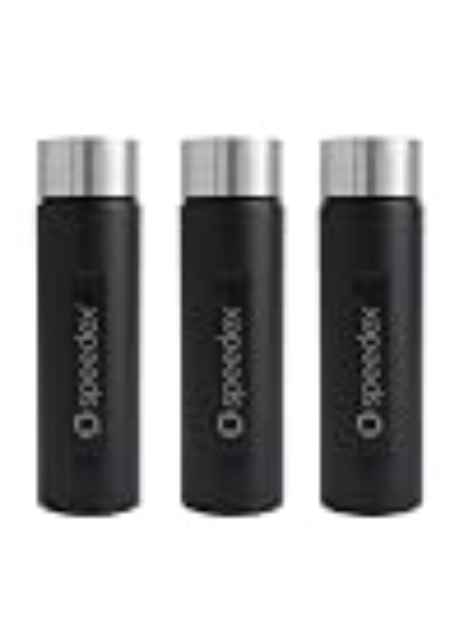 Speedex Black Stainless Steel Water Bottle 1 Litre Set of 3 | Single Wall Water Bottles | BIS Approved Reusable Bottles for Kids & Adults | School, Office, Gym & Travel - Image 1