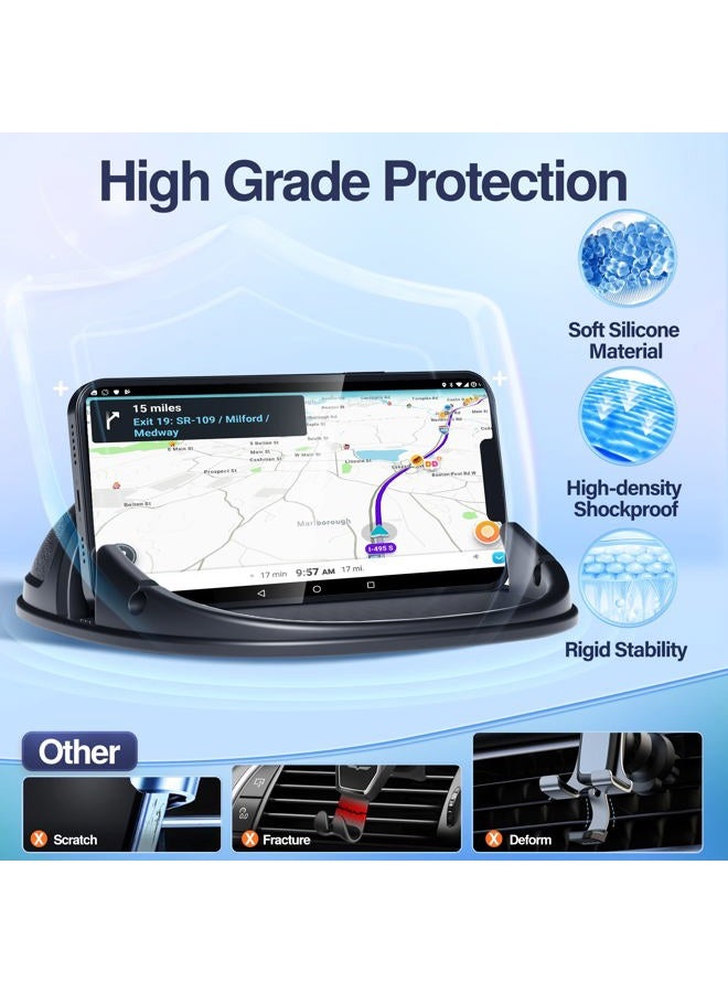 Loncaster Car Phone Holder, Car Phone Mount Silicone Car Pad Mat for Various Dashboards, Slip Free Desk Phone Stand Compatible with iPhone, Samsung, Android Smartphones, GPS Devices and More, Black - Image 4