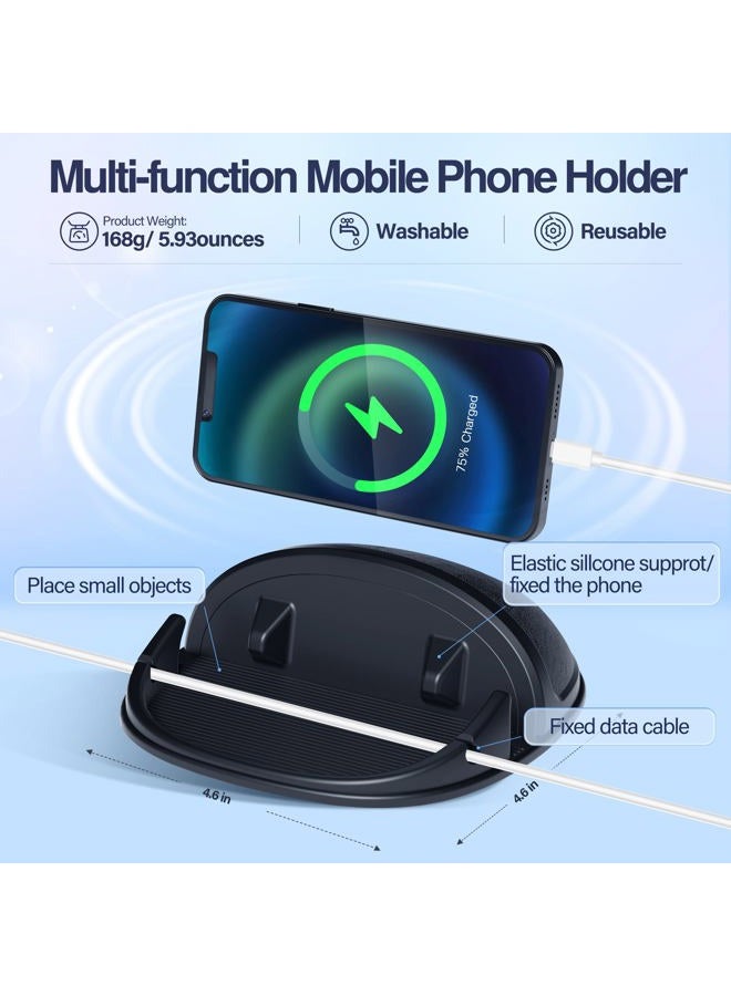 Loncaster Car Phone Holder, Car Phone Mount Silicone Car Pad Mat for Various Dashboards, Slip Free Desk Phone Stand Compatible with iPhone, Samsung, Android Smartphones, GPS Devices and More, Black - Image 5
