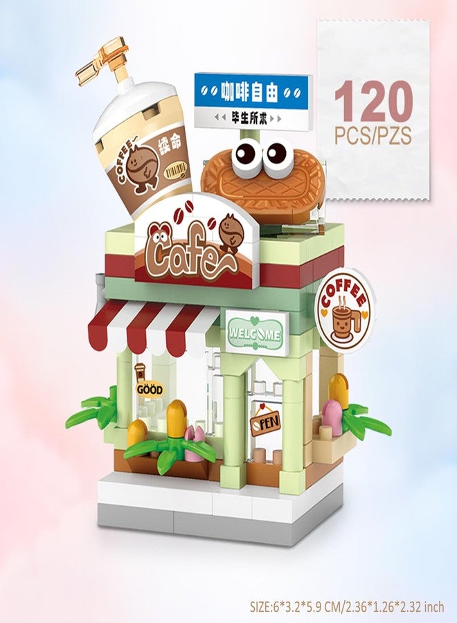 MEIEST 4 Pieces Mini City Shop Street View Building Blocks Set, Simulation Architecture Collection, Particles, Building Brick Toy, Home Decor - Image 3