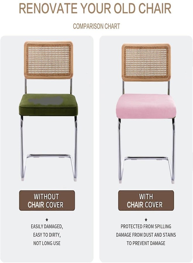 SONNACH Velvet Chair Seat Covers for Mid Century Modern Dining Chairs, Armless Accent Chairs Seat Slipcovers Pack of 4 (Pink) - Image 2