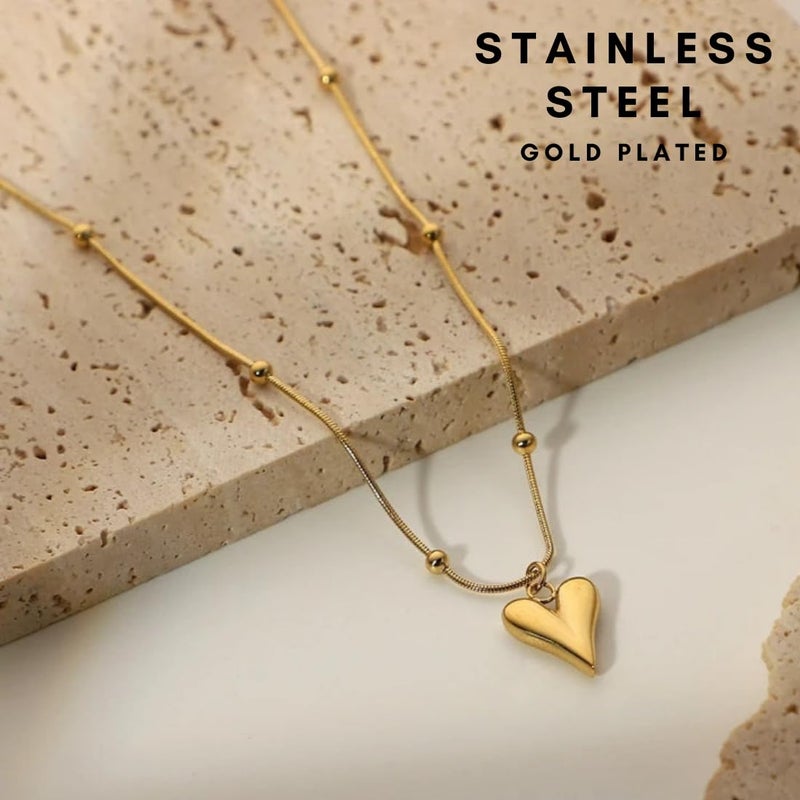 Bauble Cluster Anti Tarnish Heart Pendant Necklace ||gift for girls Gold-plated Plated Stainless Steel Necklace (Pack of 1) - Image 3