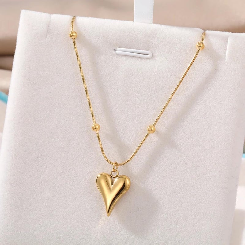 Bauble Cluster Anti Tarnish Heart Pendant Necklace ||gift for girls Gold-plated Plated Stainless Steel Necklace (Pack of 1) - Image 5
