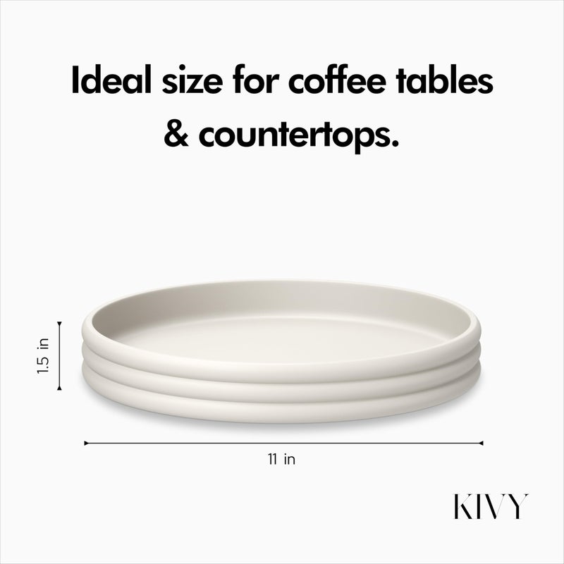 KIVY Round Decorative Concrete Tray 11x1,5 Inch - Modern Circle Coffee Table Tray - Home Decor Flat Bowl for Livingroom & Bedroom - Bandejas Decorativas - Circle Coffee Table Centerpiece (Cream) - Image 4