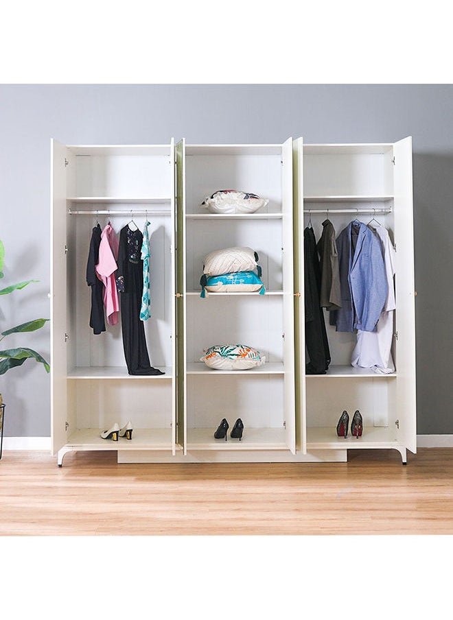 DANUBE HOME New Aloha 6 Door Wardrobe Closet For Hanging Clothes Extra Sturdy Rack Storage Organiser Modern Design Space Saving Cabinets For Bedroom 247x60x235 cm White/Golden  - Image 3