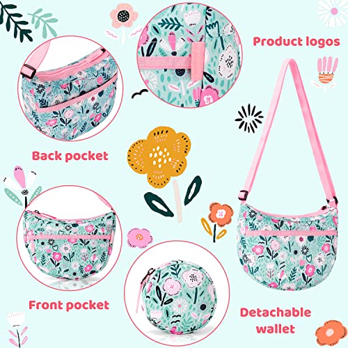 Choco Mocha Girls Purse, Kids Purse for Girls 4-6 6-8 8-10 10-12 Girl Pocketbooks Crossbody Purses with Matching Coin Wallet 4 5 6 7 8 Year Old Girl Birthday Christmas Gifts, Floral Green - Image 3