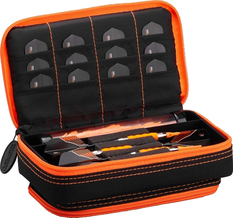 CASEMASTER Plazma Plus, 3 Dart Case for Soft and Steel Tip Darts Features Large Front Mobile Device Pocket, Built-in Storage Tube and Pockets for Flights, Tips, Shafts, and Personal Items - Image 1