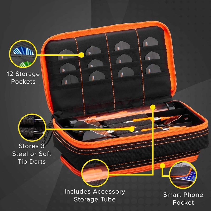 CASEMASTER Plazma Plus, 3 Dart Case for Soft and Steel Tip Darts Features Large Front Mobile Device Pocket, Built-in Storage Tube and Pockets for Flights, Tips, Shafts, and Personal Items - Image 2