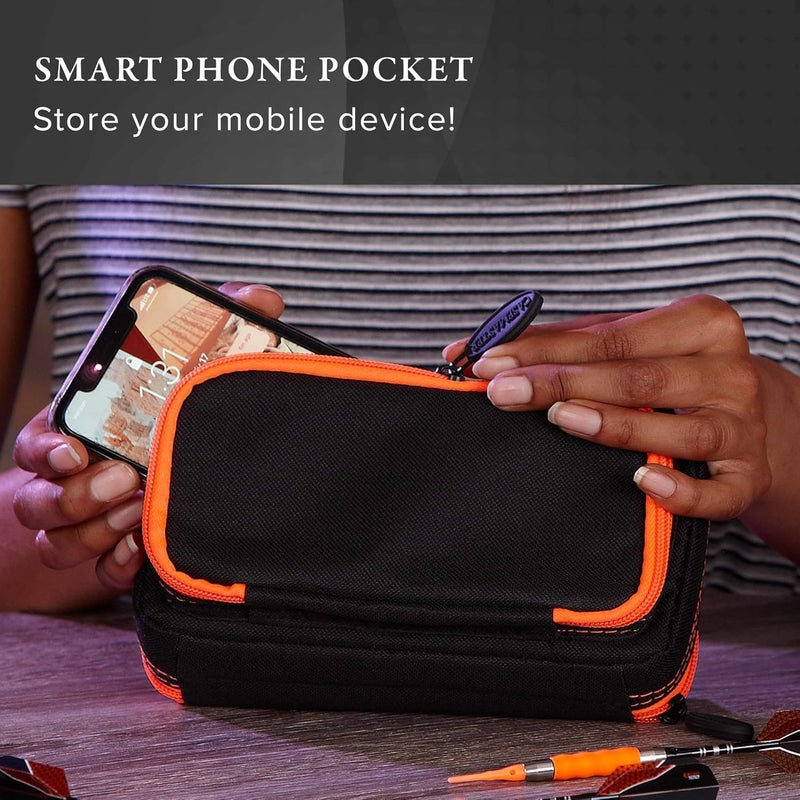 CASEMASTER Plazma Plus, 3 Dart Case for Soft and Steel Tip Darts Features Large Front Mobile Device Pocket, Built-in Storage Tube and Pockets for Flights, Tips, Shafts, and Personal Items - Image 5