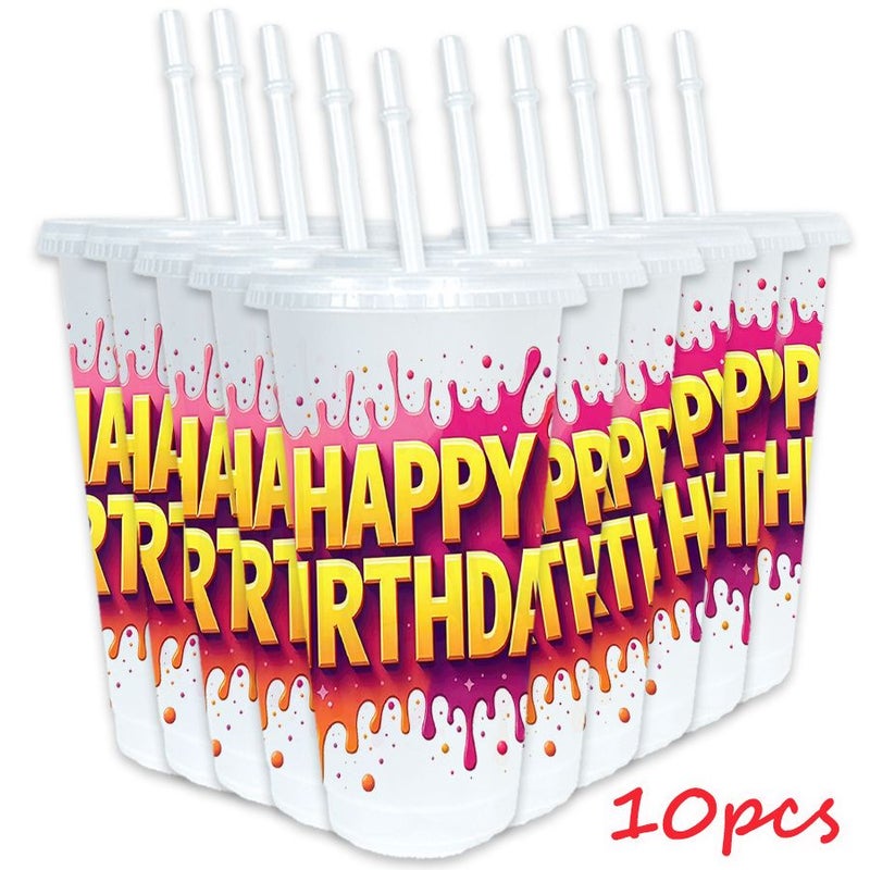 10pcs 26oz 780ml Reusable White Colored Plastic Cup Set With Lid And Straw For Birthday Party Picnic Outdoor Sports Gym Cold Drinks Bride Shower Girls Trip New Year Event - Image 4